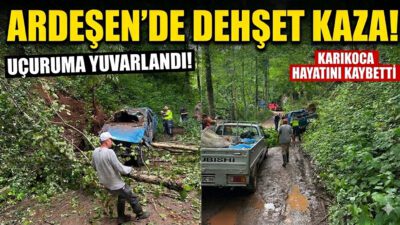 Rize’nin Ardeşen ilçesinde kontrolden çıkarak uçuruma yuvarlanan kamyonetin sürücüsü Adem