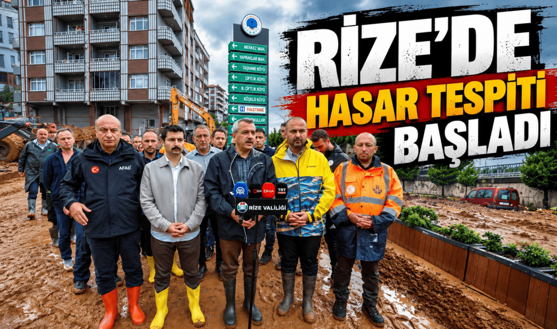 Rize'de etkili olan şiddetli sağanağın ardından Vali İhsan Selim Baydaş