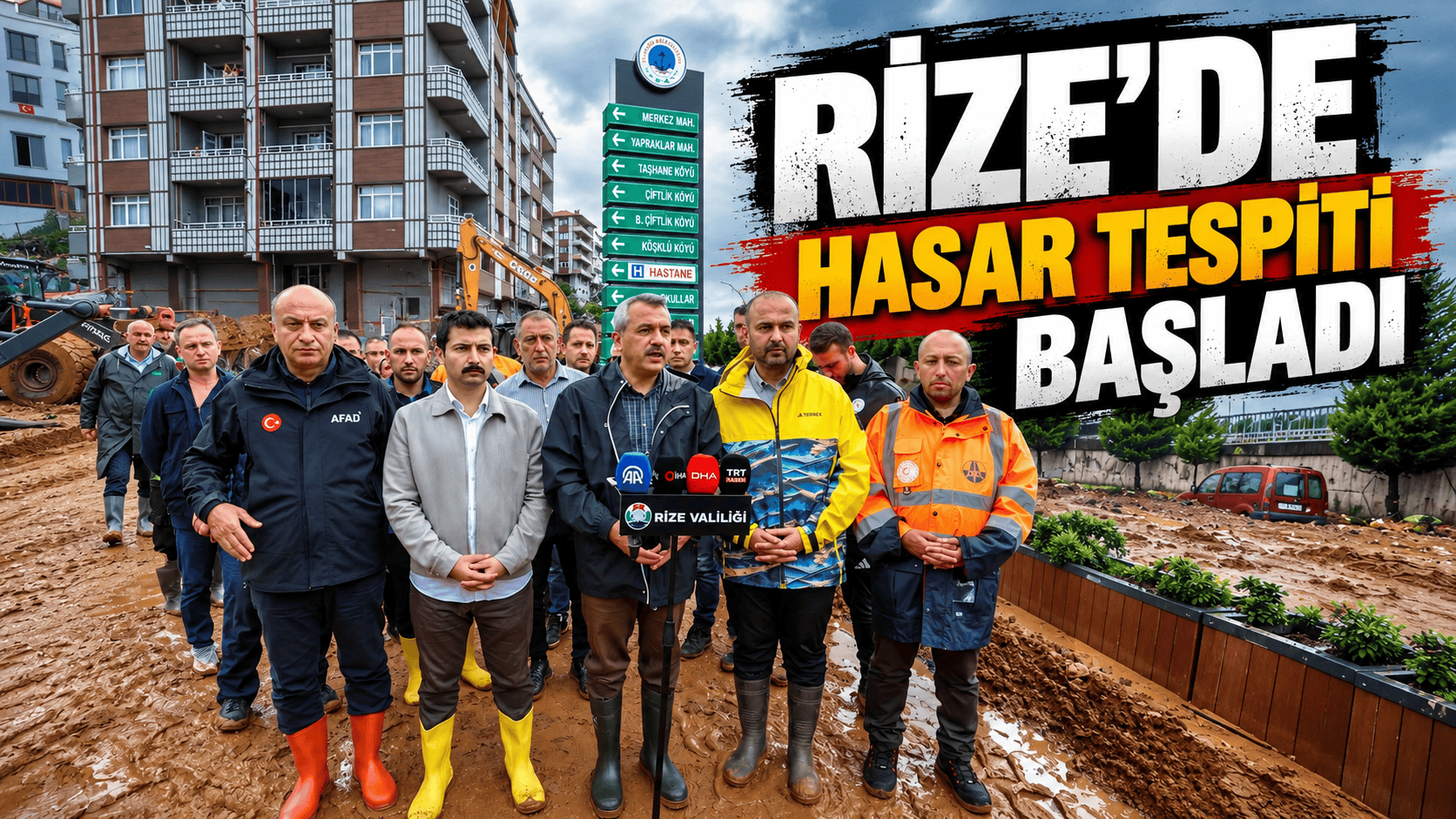 Rize'de etkili olan şiddetli sağanağın ardından Vali İhsan Selim Baydaş