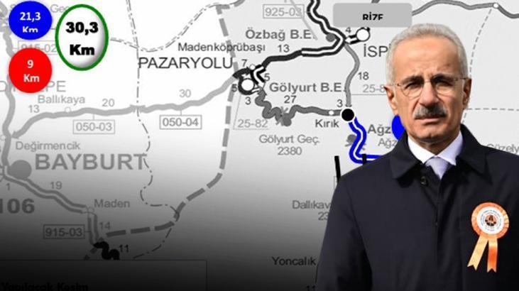 Erzurum-Rize güzergâhında 8 tehlikeli virajı ortadan kaldıran Dallıkavak Tüneli ve