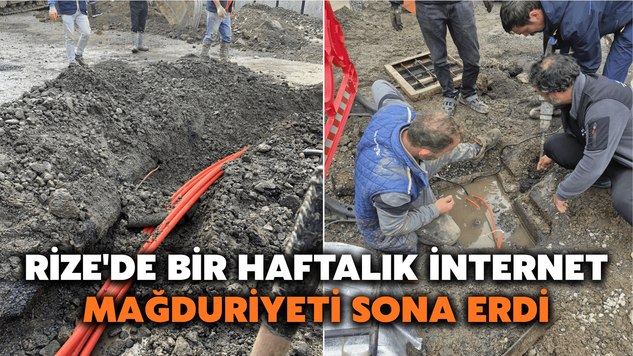 Rize'nin Boğaz Mahallesi Devran Sokak'ta altyapı çalışmaları sırasında hasar gören